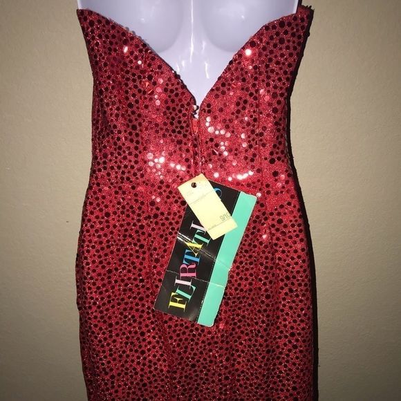 Vintage Alfred Angelo Vintage Red Halter Sequin Dress - Picture 6 of 7